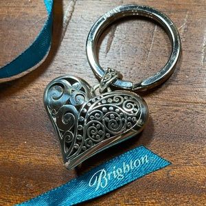 Brighton 1 1/2” silver heart keychain with gift bag Intricate details weighty